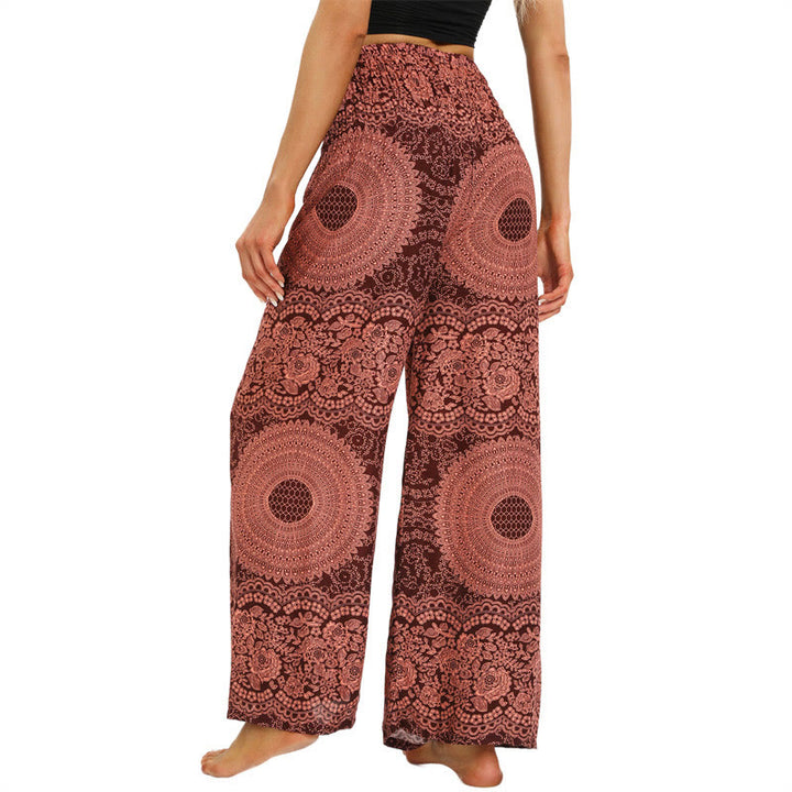 Pantalon large à lacets style bohème Buddha Stones pour femme