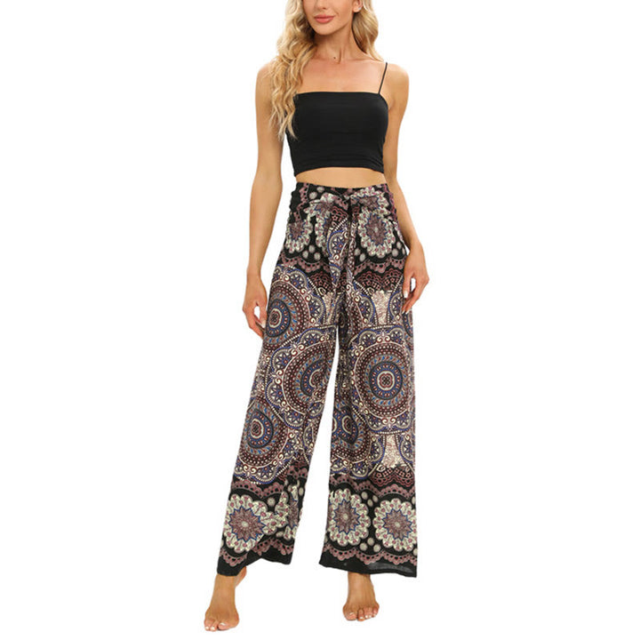 Pantalon large à lacets avec imprimé mandala bohème Buddha Stones Pantalon de yoga pour femme - image 6
