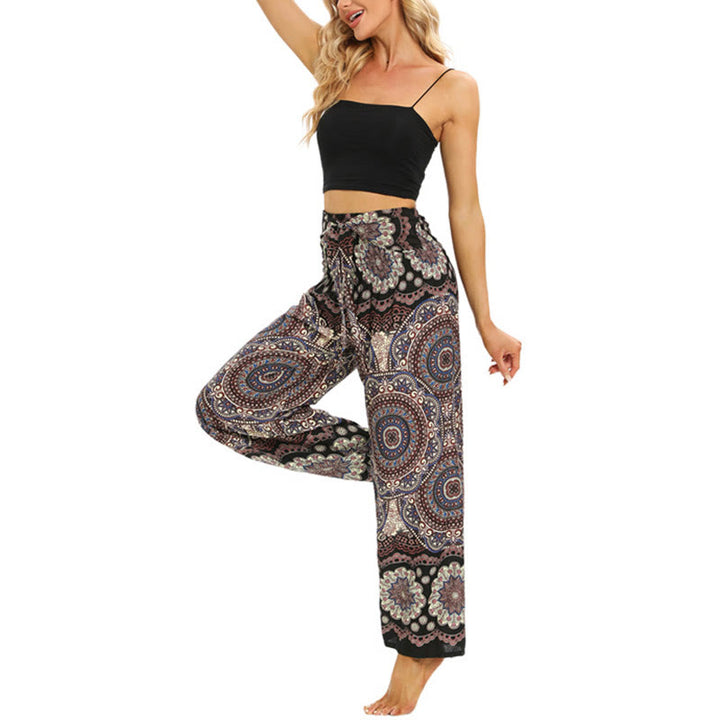 Pantalon large à lacets avec imprimé mandala bohème Buddha Stones Pantalon de yoga pour femme - image 7