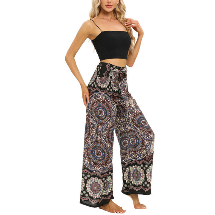 Pantalon large à lacets avec imprimé mandala bohème Buddha Stones Pantalon de yoga pour femme - image 5