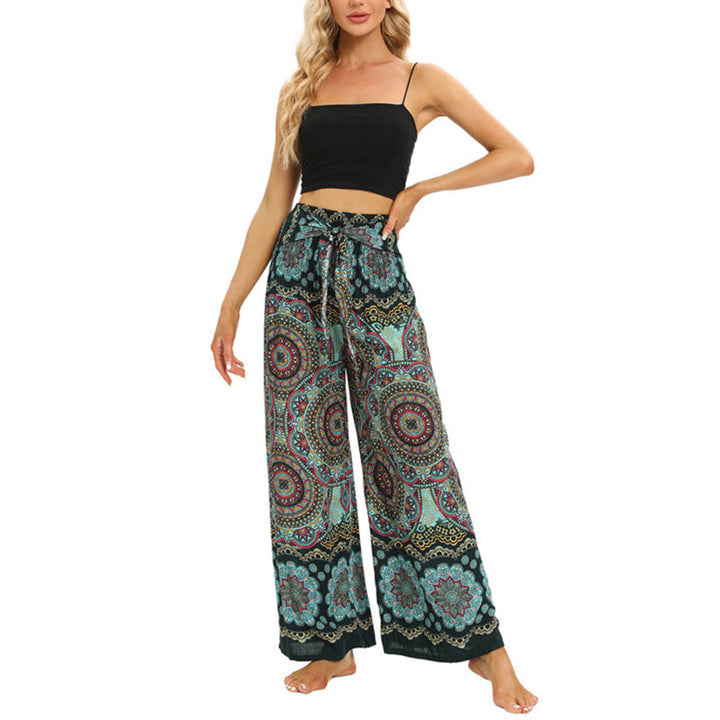 Pantalon large à lacets avec imprimé mandala bohème Buddha Stones Pantalon de yoga pour femme - image 12