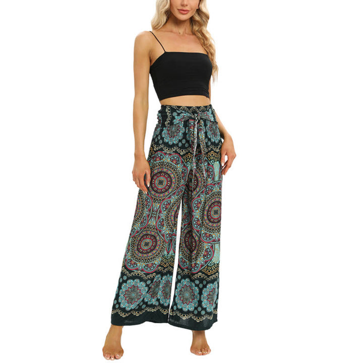 Pantalon large à lacets avec imprimé mandala bohème Buddha Stones Pantalon de yoga pour femme - image 14