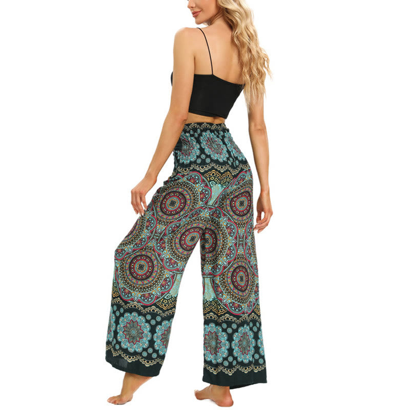 Pantalon large à lacets avec imprimé mandala bohème Buddha Stones Pantalon de yoga pour femme - image 13