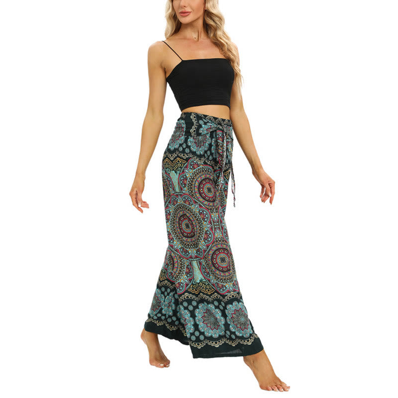 Pantalon large à lacets avec imprimé mandala bohème Buddha Stones Pantalon de yoga pour femme - image 15