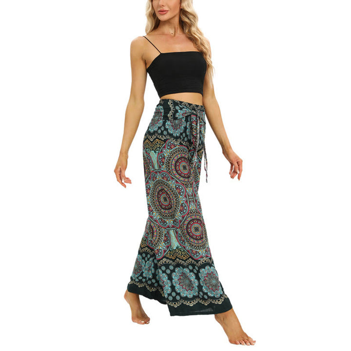 Pantalon large à lacets avec imprimé mandala bohème Buddha Stones Pantalon de yoga pour femme - image 15