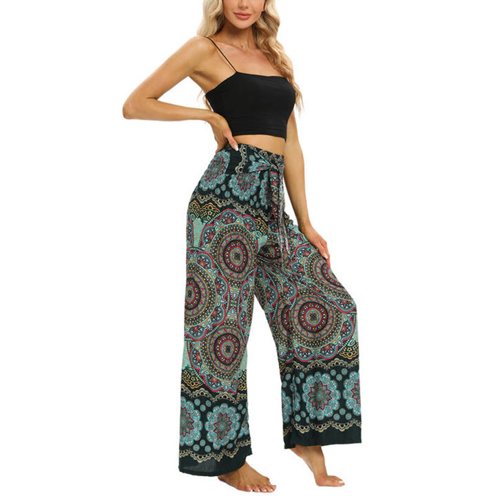 Pantalon large à lacets avec imprimé mandala bohème Buddha Stones Pantalon de yoga pour femme - image 16