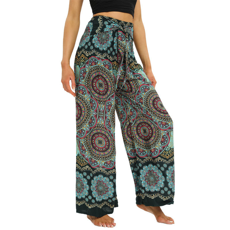 Pantalon large à lacets avec imprimé mandala bohème Buddha Stones Pantalon de yoga pour femme - image 10