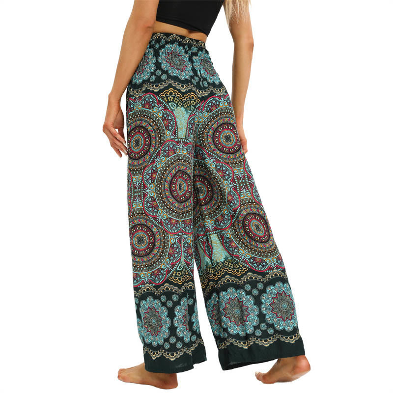 Pantalon large à lacets avec imprimé mandala bohème Buddha Stones Pantalon de yoga pour femme - image 11