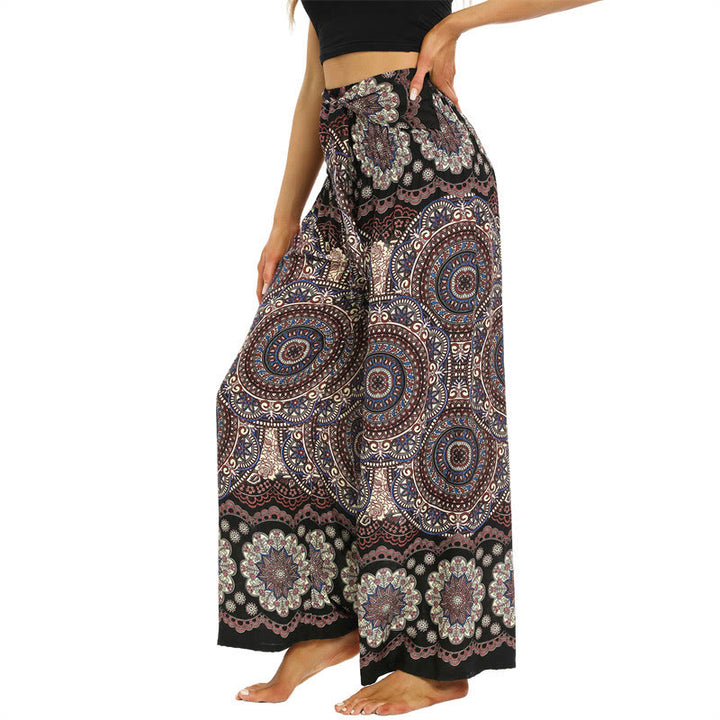 Pantalon large à lacets avec imprimé mandala bohème Buddha Stones Pantalon de yoga pour femme - image 2