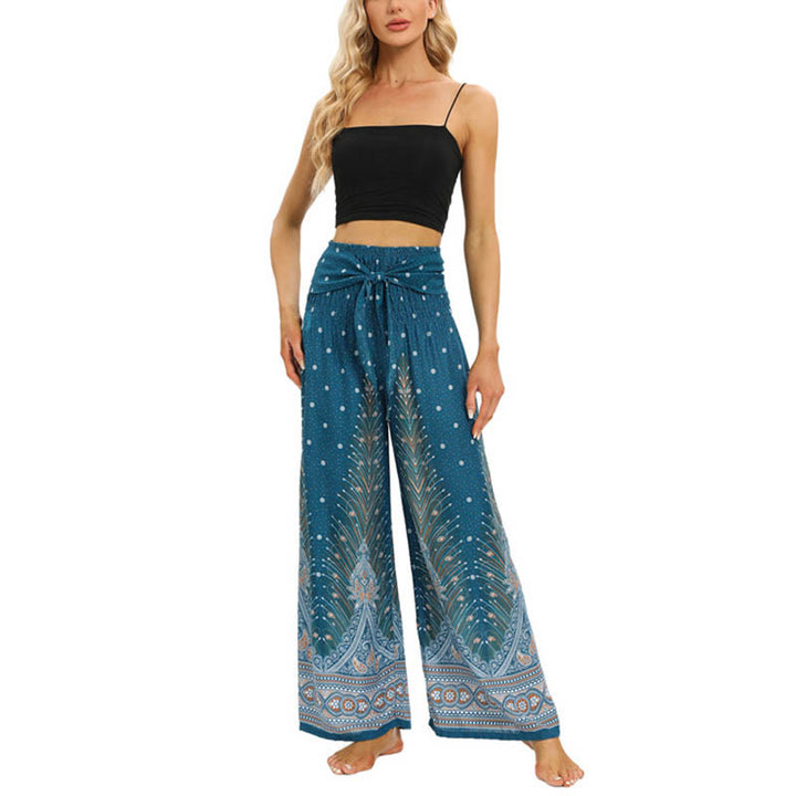 Pantalon large à lacets avec plumes de paon et pierres de Buddha Stones Pantalon de yoga pour femme - image 15