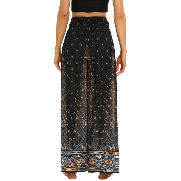 Pantalon large à lacets avec plumes de paon et pierres de Buddha Stones Pantalon de yoga pour femme - image 3