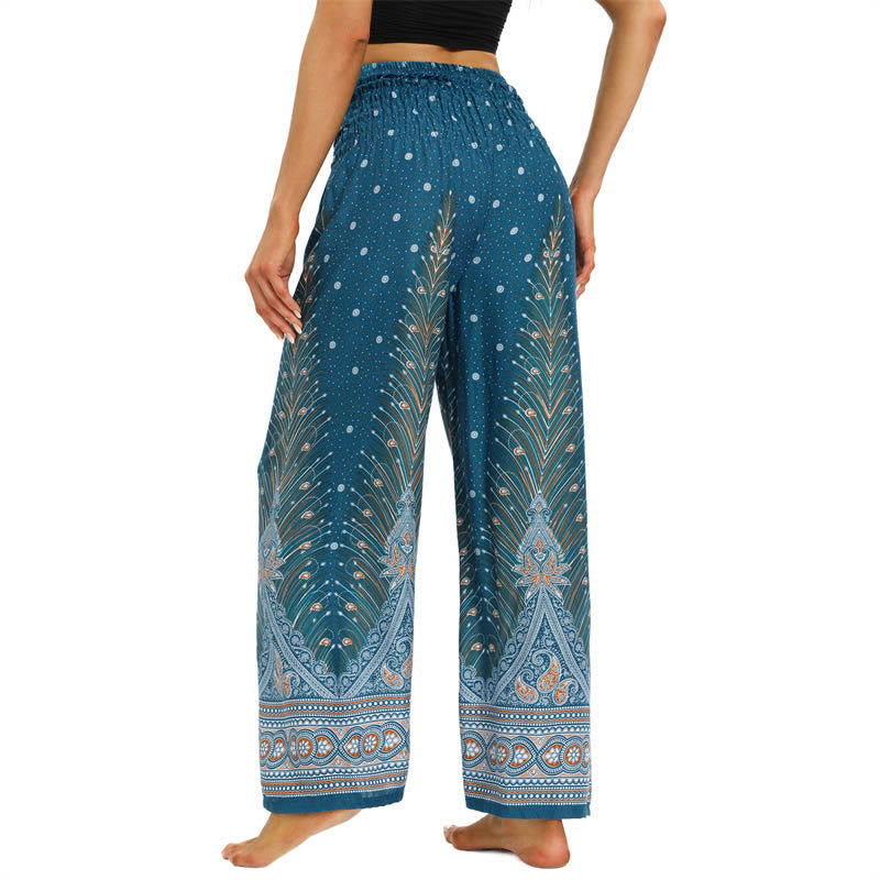 Pantalon large à lacets avec plumes de paon et pierres de Buddha Stones Pantalon de yoga pour femme - image 11