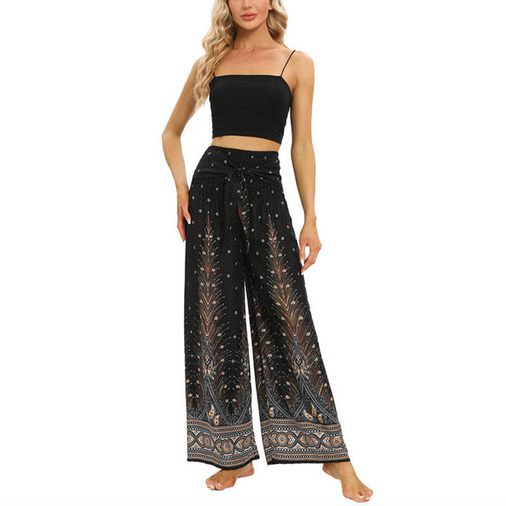 Pantalon large à lacets avec plumes de paon et pierres de Buddha Stones Pantalon de yoga pour femme - image 8