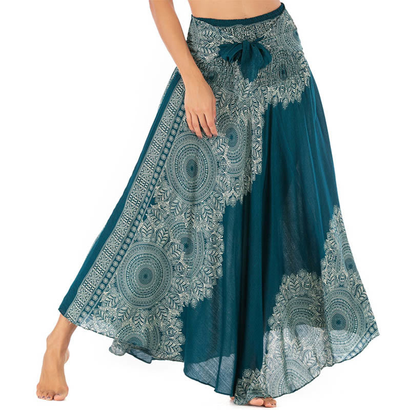 Robe jupe de plage style bohème à fleurs mandala avec Buddha Stones et deux styles - image 1