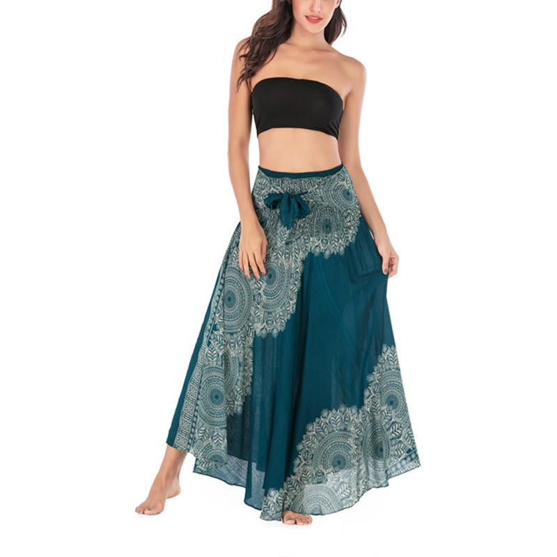 Robe jupe de plage style bohème à fleurs mandala avec Buddha Stones et deux styles - image 2