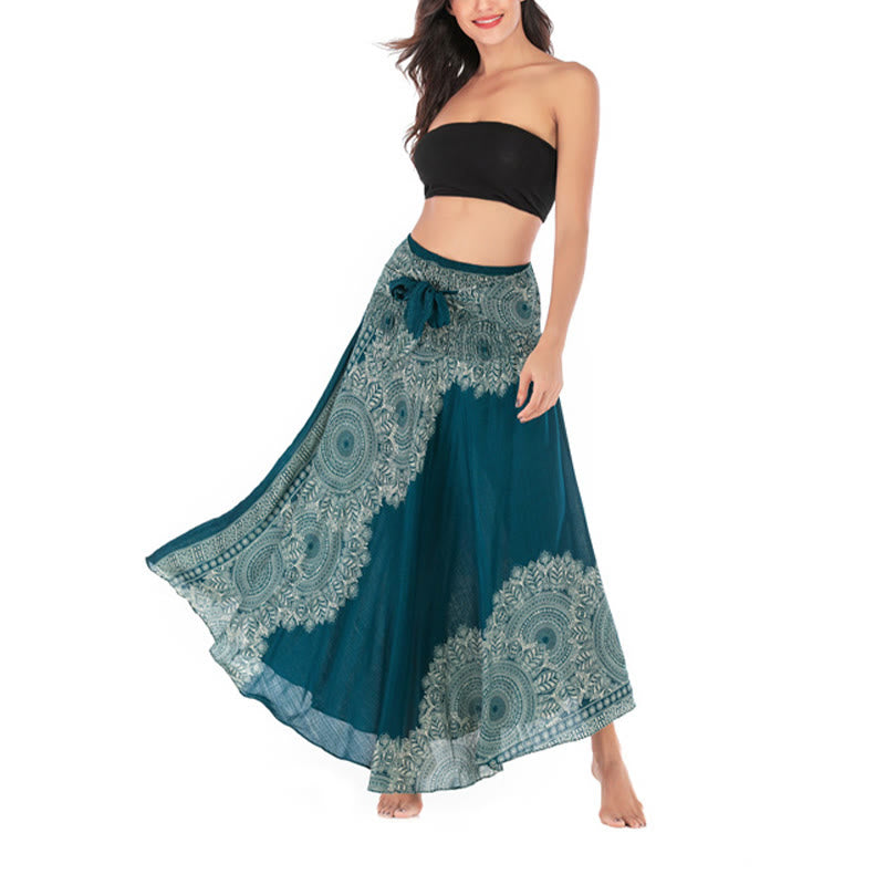 Robe jupe de plage style bohème à fleurs mandala avec Buddha Stones et deux styles - image 4