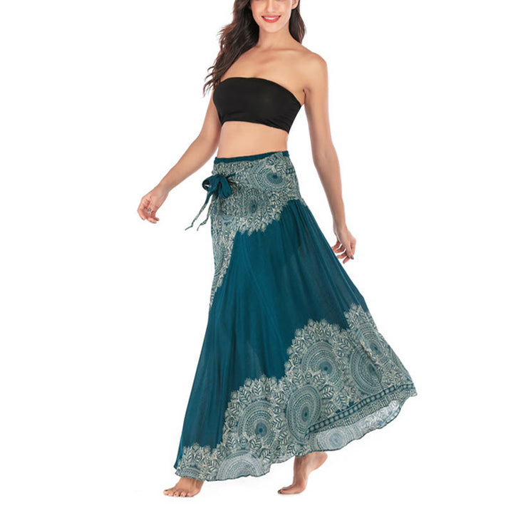 Robe jupe de plage style bohème à fleurs mandala avec Buddha Stones et deux styles - image 5