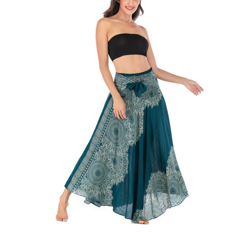 Robe jupe de plage style bohème à fleurs mandala avec Buddha Stones et deux styles - image 9
