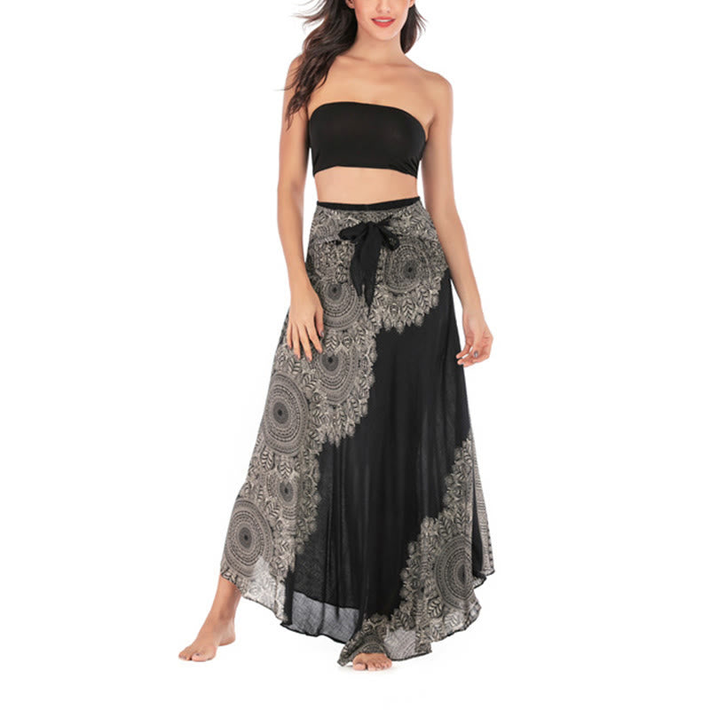 Robe jupe de plage style bohème à fleurs mandala avec Buddha Stones et deux styles - image 17