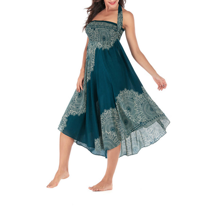 Robe jupe de plage style bohème à fleurs mandala avec Buddha Stones et deux styles - image 9