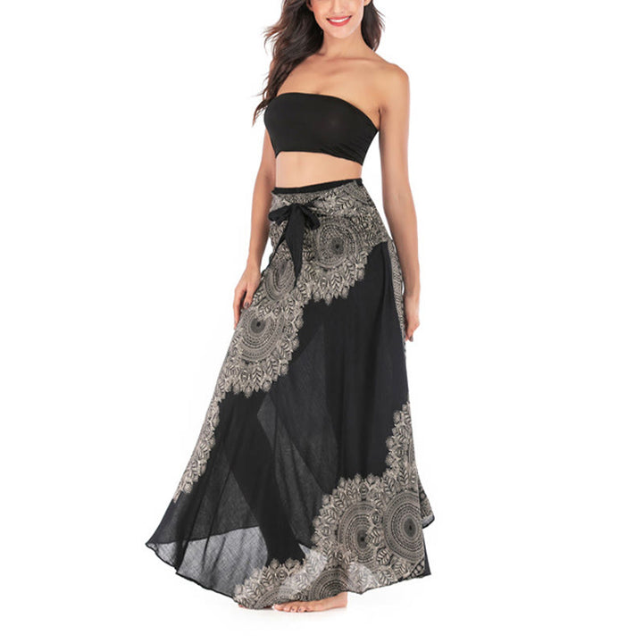 Robe jupe de plage style bohème à fleurs mandala avec Buddha Stones et deux styles - image 14