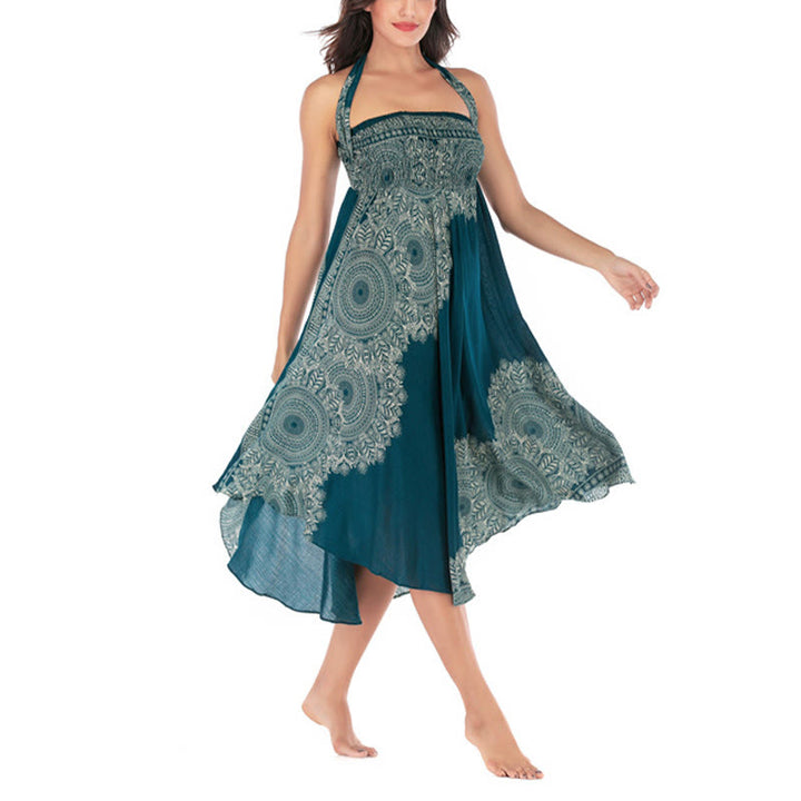 Robe jupe de plage style bohème à fleurs mandala avec Buddha Stones et deux styles - image 3