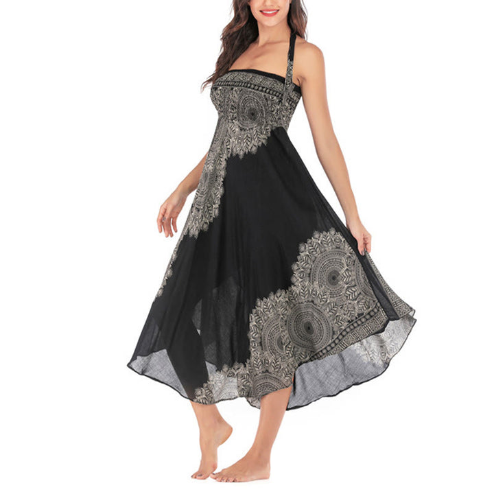 Robe jupe de plage style bohème à fleurs mandala avec Buddha Stones et deux styles - image 14
