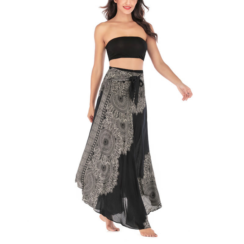 Robe jupe de plage style bohème à fleurs mandala avec Buddha Stones et deux styles - image 12