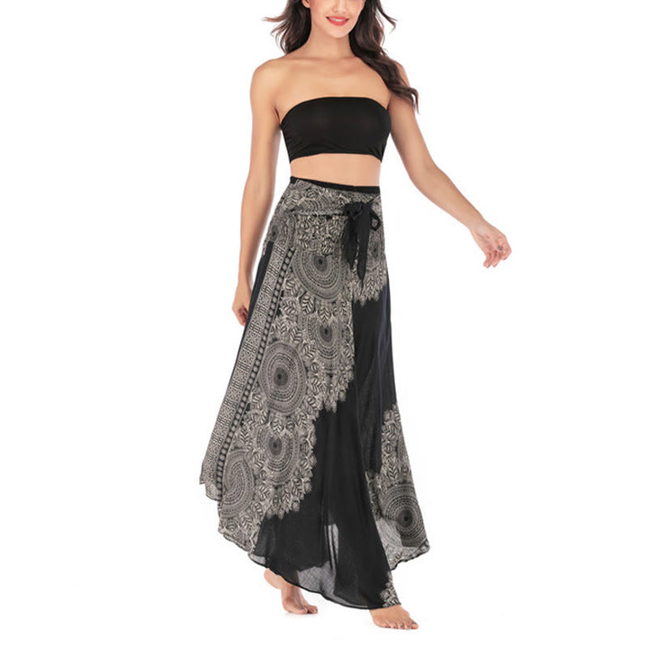 Robe jupe de plage style bohème à fleurs mandala avec Buddha Stones et deux styles - image 12