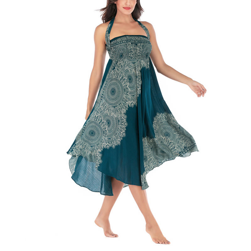 Robe jupe de plage style bohème à fleurs mandala avec Buddha Stones et deux styles - image 3