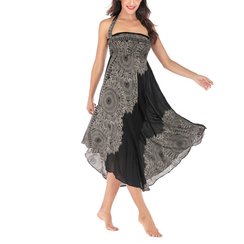 Robe jupe de plage style bohème à fleurs mandala avec Buddha Stones et deux styles - image 18