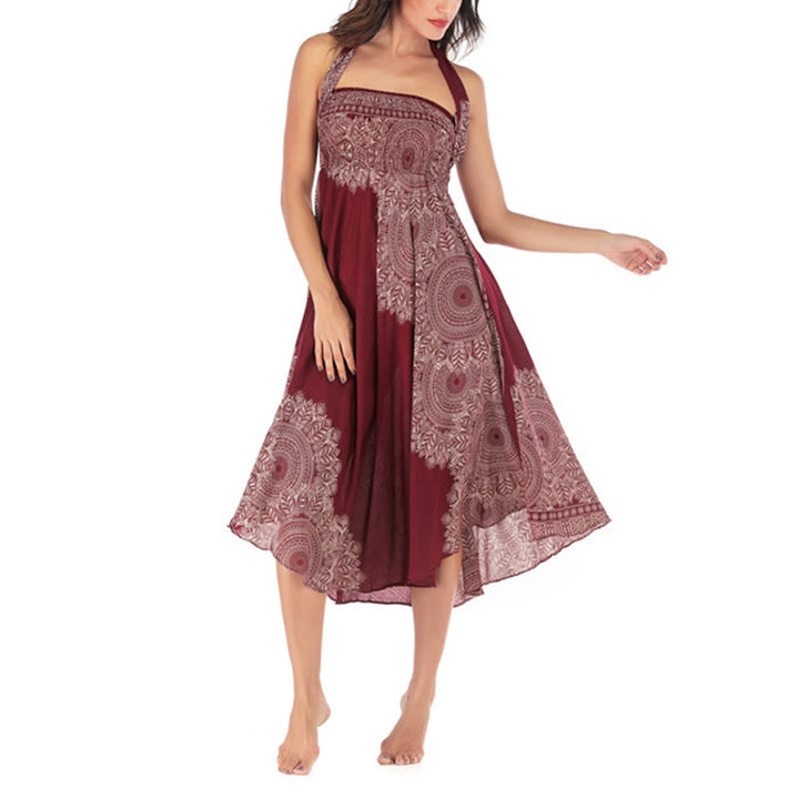 Robe jupe de plage style bohème à fleurs mandala avec Buddha Stones et deux styles - image 22