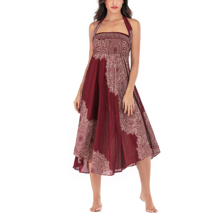 Robe jupe de plage style bohème à fleurs mandala avec Buddha Stones et deux styles - image 28