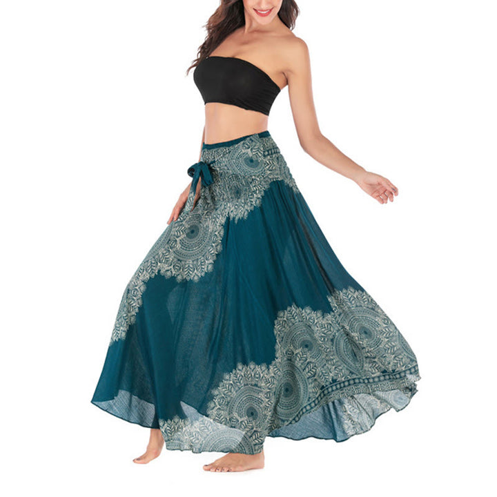 Robe jupe de plage style bohème à fleurs mandala avec Buddha Stones et deux styles - image 7