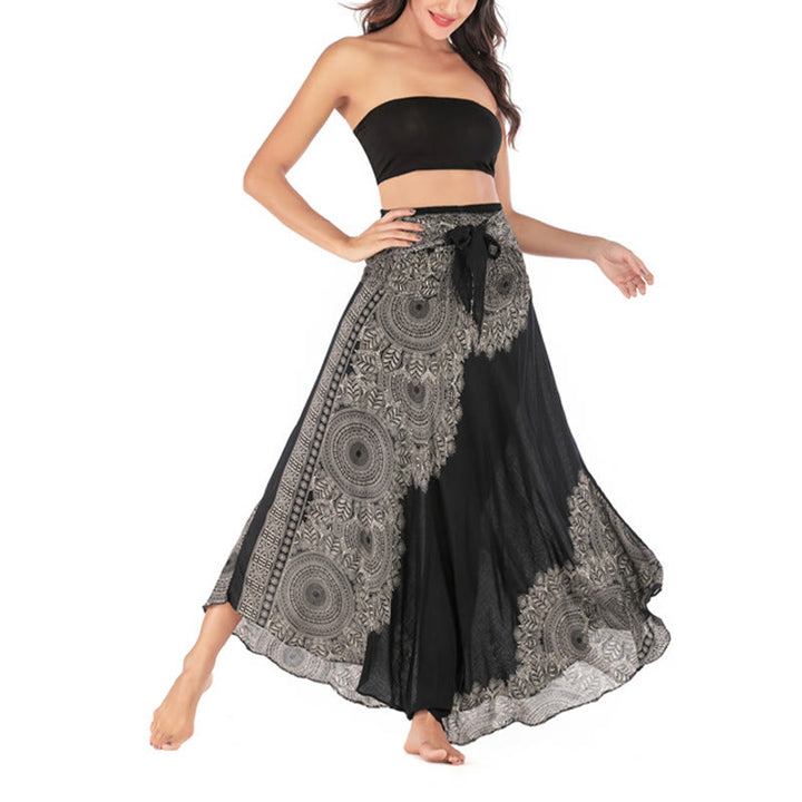 Robe jupe de plage style bohème à fleurs mandala avec Buddha Stones et deux styles - image 15
