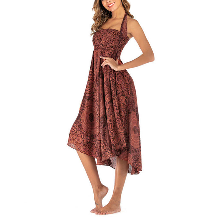 Robe jupe fleurie style bohème avec deux Buddha Stones et une rose des vents - image 39