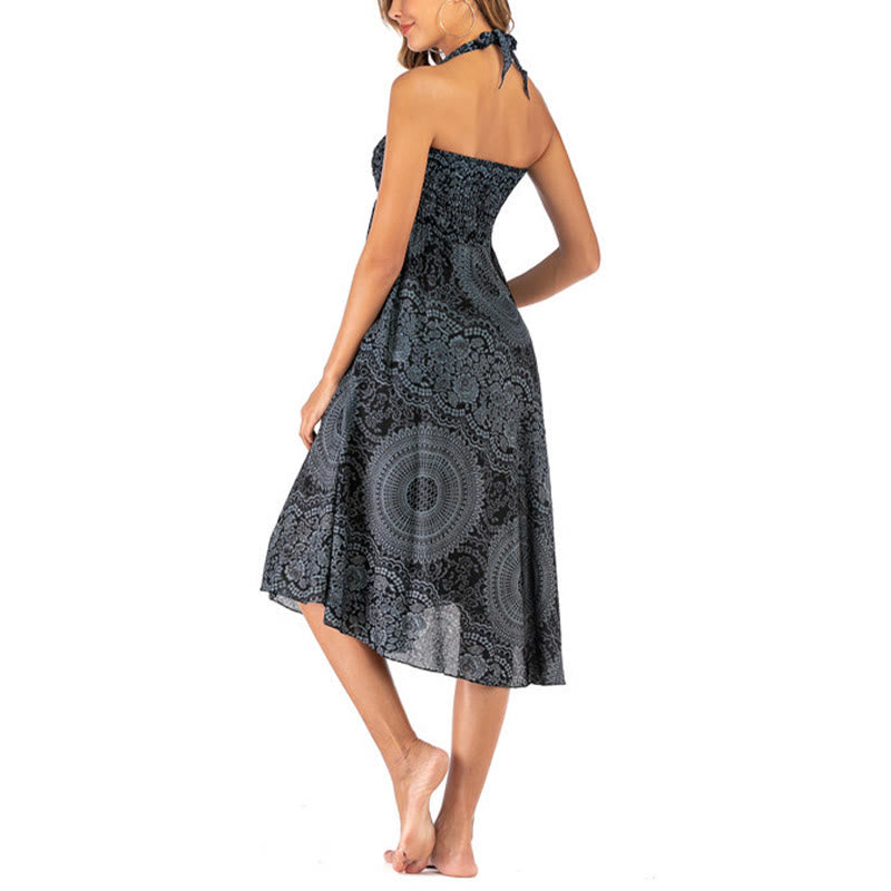 Robe jupe fleurie style bohème avec deux Buddha Stones et une rose des vents - image 49
