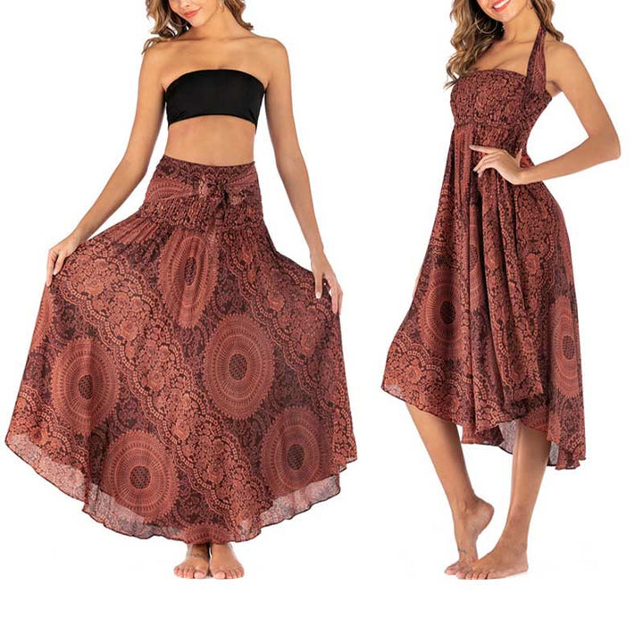 Robe jupe fleurie style bohème avec deux Buddha Stones et une rose des vents - image 33