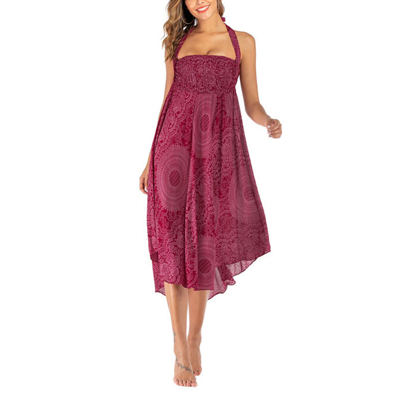 Robe jupe fleurie style bohème avec deux Buddha Stones et une rose des vents - image 28