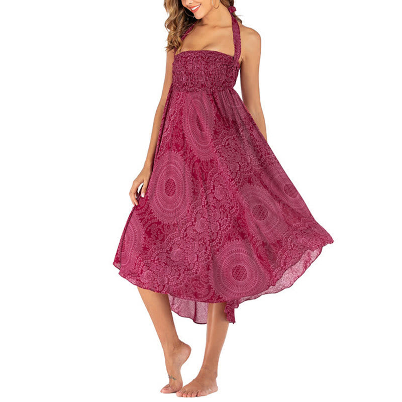 Robe jupe fleurie style bohème avec deux Buddha Stones et une rose des vents - image 24