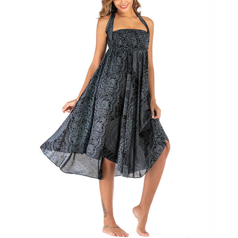 Robe jupe fleurie style bohème avec deux Buddha Stones et une rose des vents - image 44