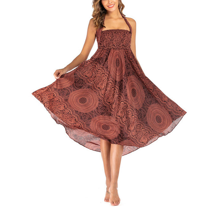Robe jupe fleurie style bohème avec deux Buddha Stones et une rose des vents - image 35