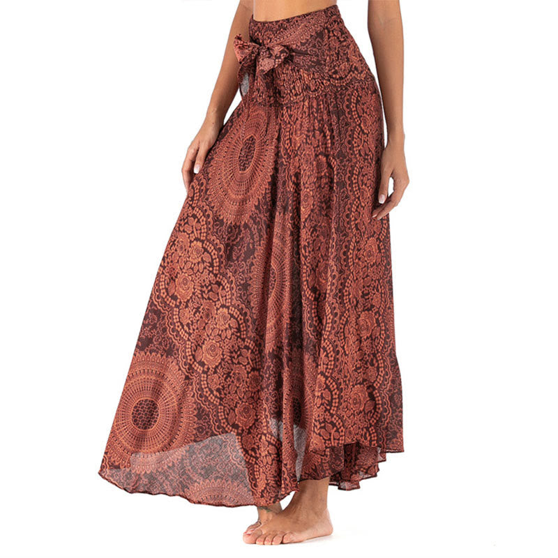 Robe jupe fleurie style bohème avec deux Buddha Stones et une rose des vents - Saumon foncé - US4-12, UK/AU8-16, EU36-44 (F) - image 32