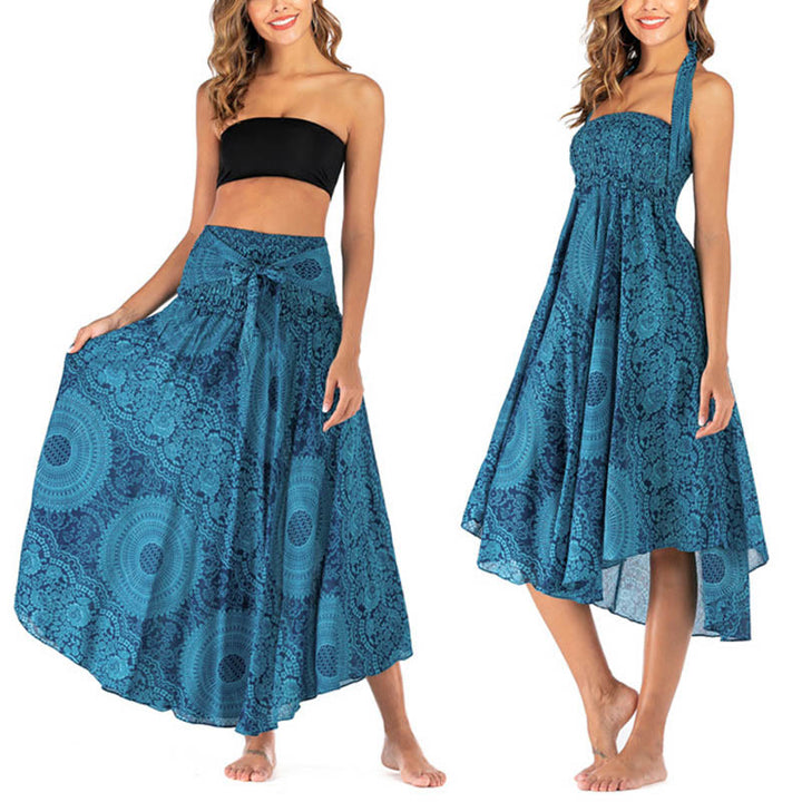 Robe jupe fleurie style bohème avec deux Buddha Stones et une rose des vents - image 13