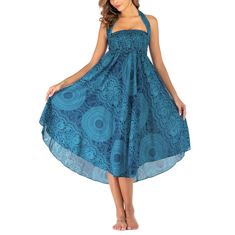 Robe jupe fleurie style bohème avec deux Buddha Stones et une rose des vents - image 19