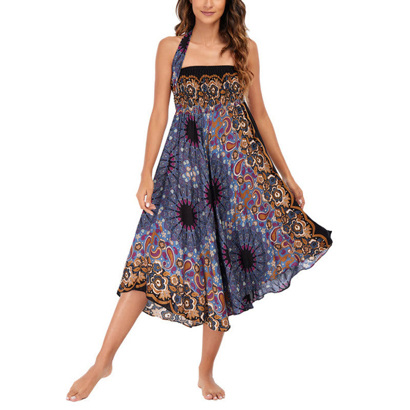 Robe jupe à lacets style bohème avec motif de fleurs et de gouttes d'eau et Buddha Stones
