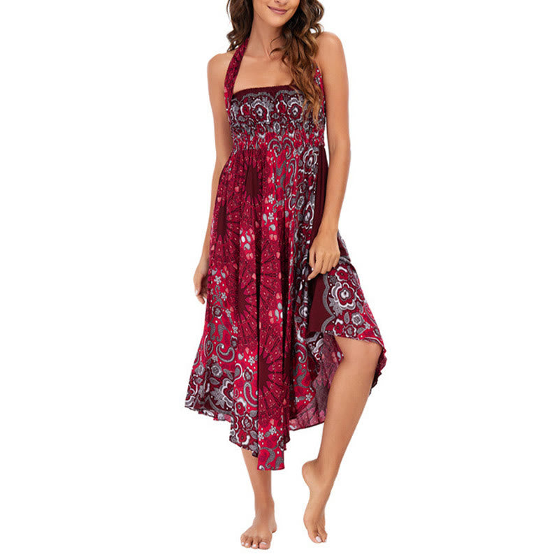 Robe jupe à lacets style bohème avec motif de fleurs et de gouttes d'eau et Buddha Stones