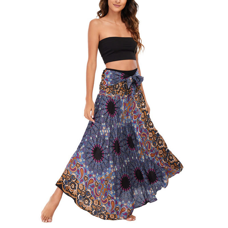 Robe jupe à lacets style bohème avec motif de fleurs et de gouttes d'eau et Buddha Stones