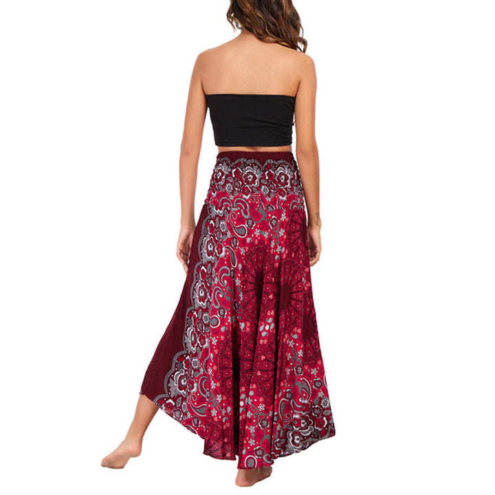 Robe jupe à lacets style bohème avec motif de fleurs et de gouttes d'eau et Buddha Stones