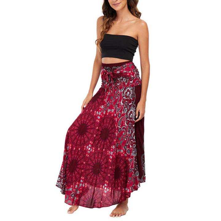 Robe jupe à lacets style bohème avec motif de fleurs et de gouttes d'eau et Buddha Stones